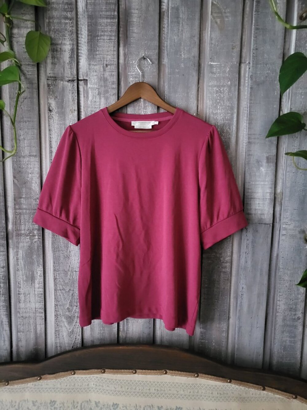 Contemporaine par Simons Women Short Sleeve Sweatshirt Raspberry XL